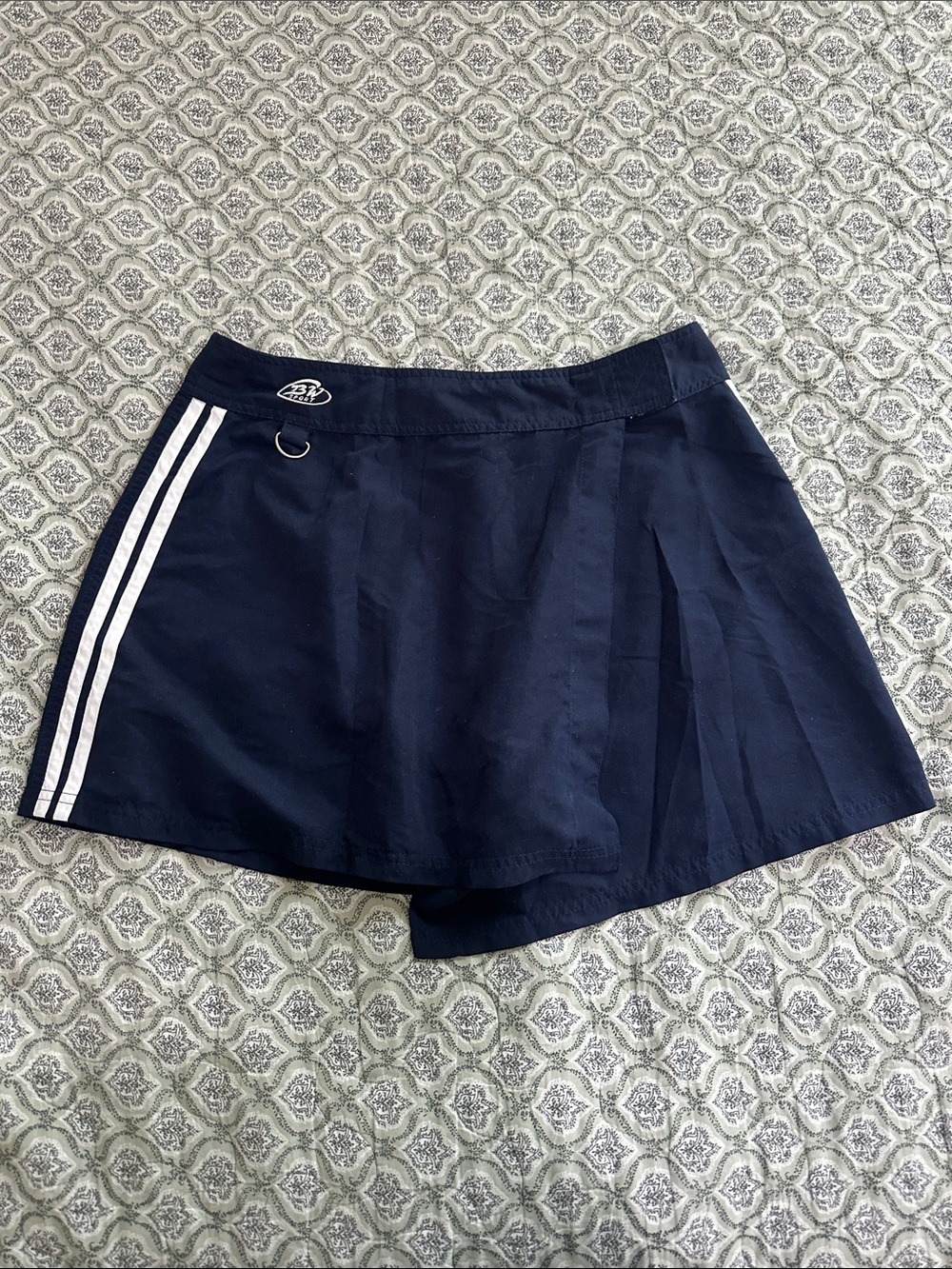 Navy Athletic Skirt with White Side Stripes